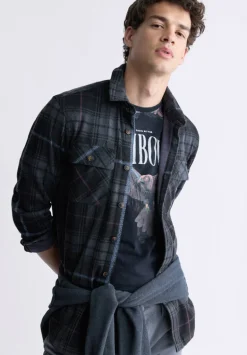 Samme Men's Blanket Shirt in Black Plaid - BM24305