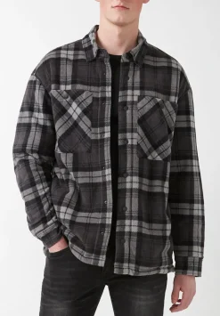 Sandis Fleece Shacket in Black Plaid - BPM14426