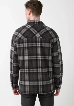 Sandis Fleece Shacket in Black Plaid - BPM14426