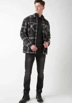 Sandis Fleece Shacket in Black Plaid - BPM14426