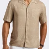 Sandro Men's Lightweight Short-Sleeve Bandana Print Camp Shirt, Tuffet Beige - BM24554