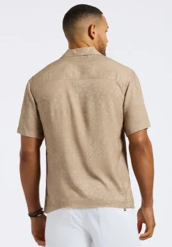 Sandro Men's Lightweight Short-Sleeve Bandana Print Camp Shirt, Tuffet Beige - BM24554