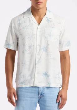 Sandro Men's Short Sleeve Printed Shirt, Milk - BM24565