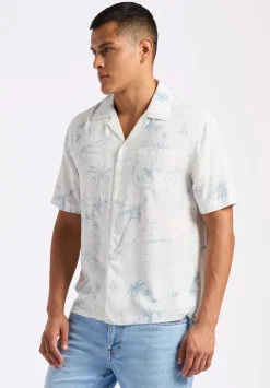 Sandro Men's Short Sleeve Printed Shirt, Milk - BM24565