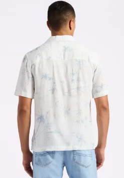 Sandro Men's Short Sleeve Printed Shirt, Milk - BM24565