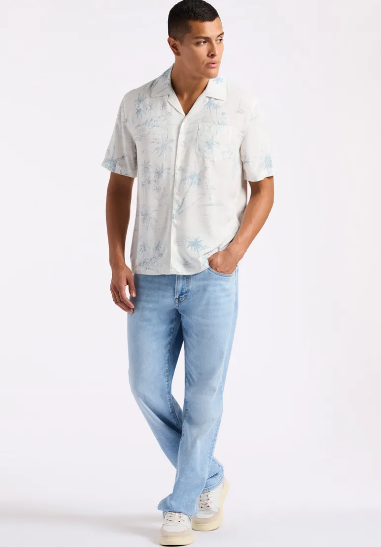 Sandro Men's Short Sleeve Printed Shirt, Milk - BM24565