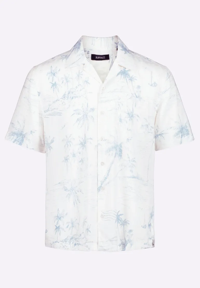 Sandro Men's Short Sleeve Printed Shirt, Milk - BM24565