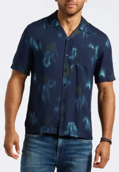 Sandro Men's Short-Sleeve Tie-Dye Camp Shirt, Whale - BM24559