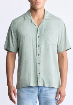 Santi Men's Paisley Print Short-Sleeve Shirt, Iceberg Green - BM24521