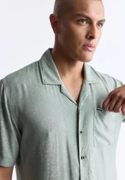 Santi Men's Paisley Print Short-Sleeve Shirt, Iceberg Green - BM24521