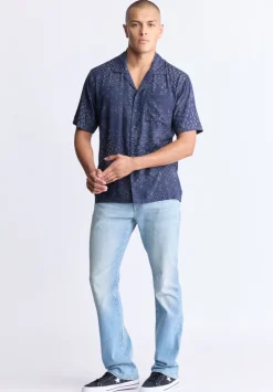 Santi Men's Paisley Print Short-Sleeve Shirt, Midnight Blue - BM24521