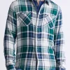 Saolo Men's Long-Sleeve Plaid Shirt, Forest Green - BM24425