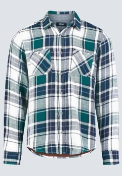 Saolo Men's Long-Sleeve Plaid Shirt, Forest Green - BM24425