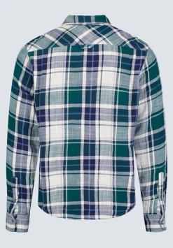 Saolo Men's Long-Sleeve Plaid Shirt, Forest Green - BM24425
