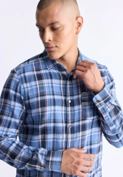 Saroz Men's Classic Plaid Shirt, Midnight blue - BM24499