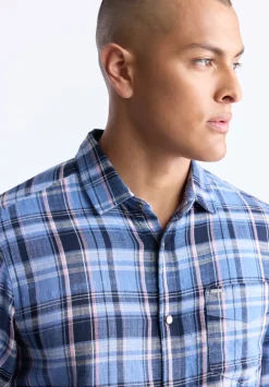 Saroz Men's Classic Plaid Shirt, Midnight blue - BM24499