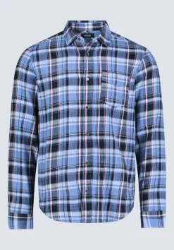 Saroz Men's Classic Plaid Shirt, Midnight blue - BM24499