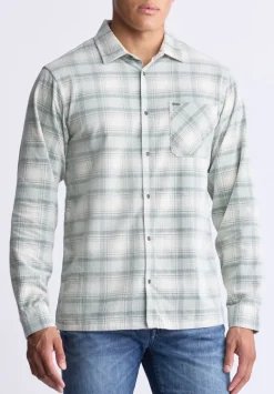 Satro Men's Plaid Shirt, Green - BM24498