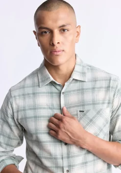 Satro Men's Plaid Shirt, Green - BM24498