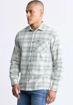 Satro Men's Plaid Shirt, Green - BM24498