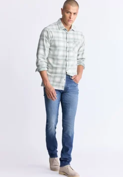 Satro Men's Plaid Shirt, Green - BM24498