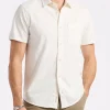 Savoya Men's Short-Sleeve Slub Jersey Fitted Shirt, Milk - BM24612