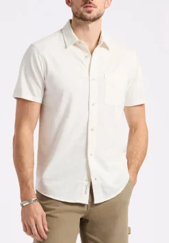 Savoya Men's Short-Sleeve Slub Jersey Fitted Shirt, Milk - BM24612