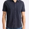 Savoya Men's Short-Sleeve Slub Jersey Fitted Shirt, Whale - BM24612