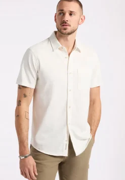 Savoya Men's Short-Sleeve Slub Jersey Fitted Shirt, Milk - BM24612