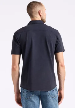 Savoya Men's Short-Sleeve Slub Jersey Fitted Shirt, Whale - BM24612