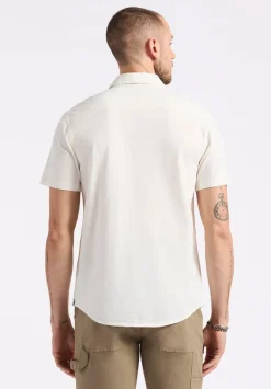 Savoya Men's Short-Sleeve Slub Jersey Fitted Shirt, Milk - BM24612