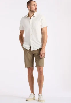 Savoya Men's Short-Sleeve Slub Jersey Fitted Shirt, Milk - BM24612
