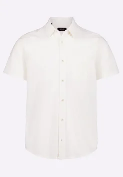 Savoya Men's Short-Sleeve Slub Jersey Fitted Shirt, Milk - BM24612