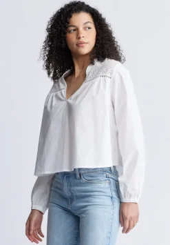 Selyse Women's Long Sleeve Crop Blouse, White - WT0117S