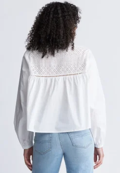 Selyse Women's Long Sleeve Crop Blouse, White - WT0117S
