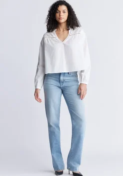 Selyse Women's Long Sleeve Crop Blouse, White - WT0117S