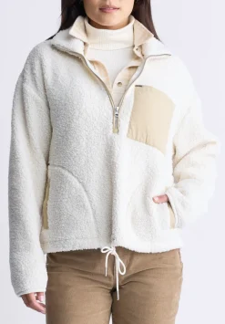 Sena Women's Sherpa Jacket with Chest Pocket, Egret White - JK0036F