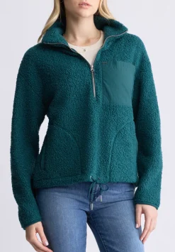 Sena Women's Sherpa Jacket with Chest Pocket, Dark Sea - JK0036F