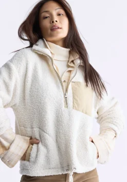 Sena Women's Sherpa Jacket with Chest Pocket, Egret White - JK0036F