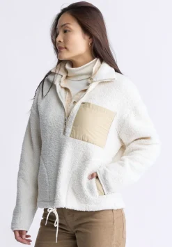 Sena Women's Sherpa Jacket with Chest Pocket, Egret White - JK0036F