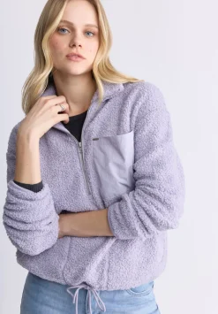 Sena Women's Sherpa Jacket with Chest Pocket, Thistle Purple - JK0036F