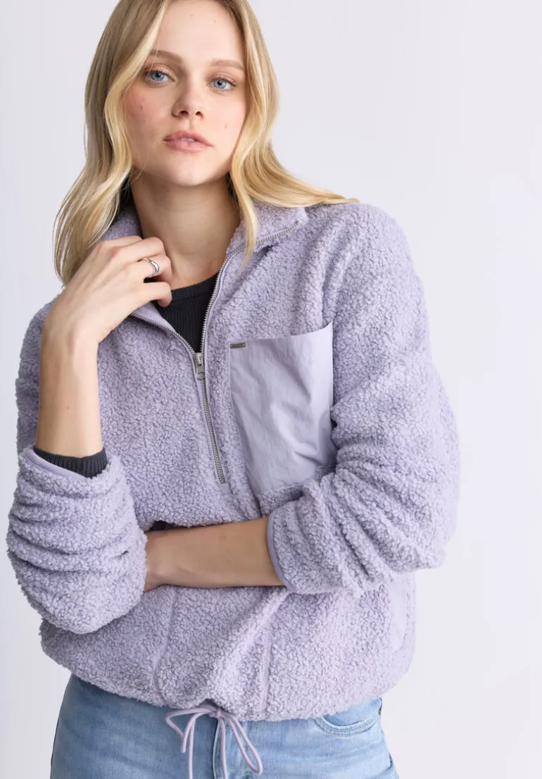 Sena Women's Sherpa Jacket with Chest Pocket, Thistle Purple - JK0036F
