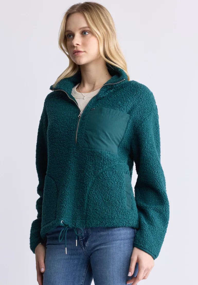 Sena Women's Sherpa Jacket with Chest Pocket, Dark Sea - JK0036F
