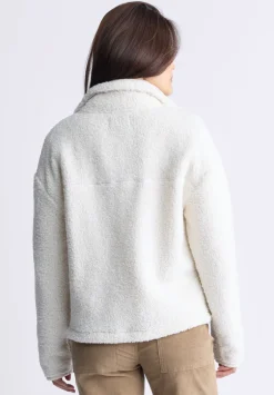 Sena Women's Sherpa Jacket with Chest Pocket, Egret White - JK0036F