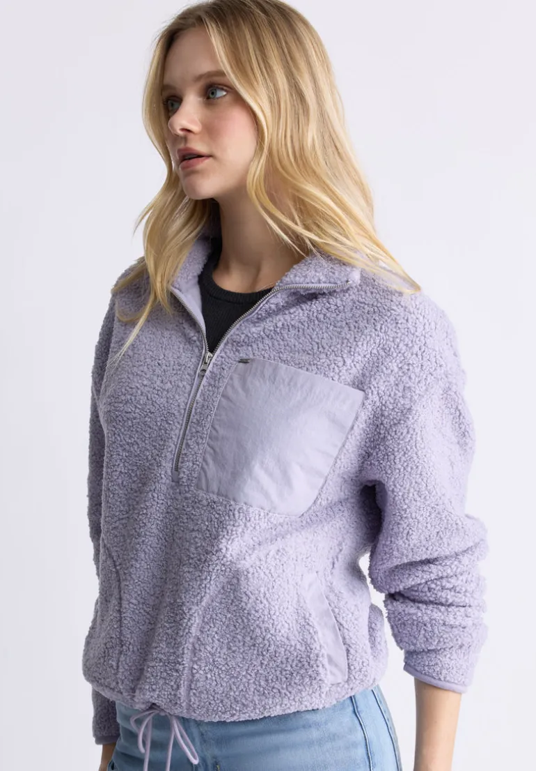 Sena Women's Sherpa Jacket with Chest Pocket, Thistle Purple - JK0036F
