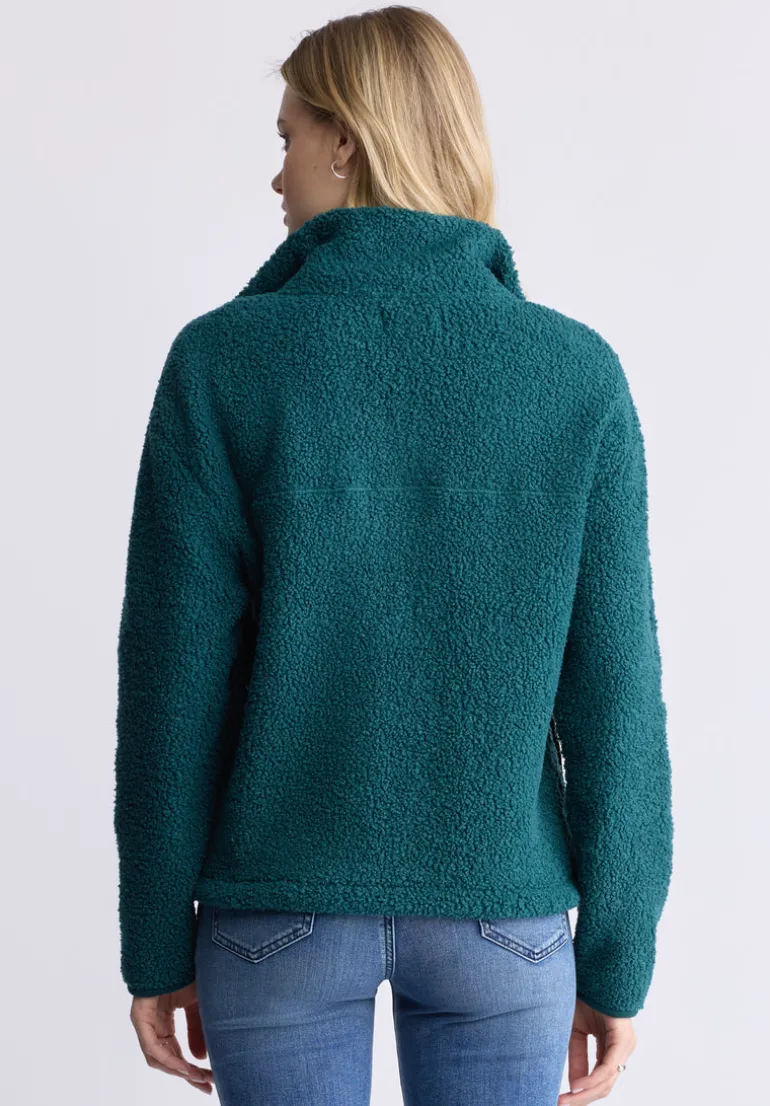 Sena Women's Sherpa Jacket with Chest Pocket, Dark Sea - JK0036F