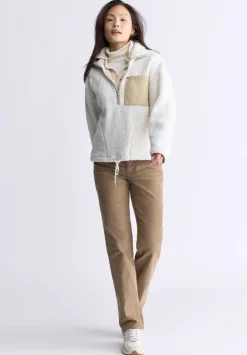 Sena Women's Sherpa Jacket with Chest Pocket, Egret White - JK0036F