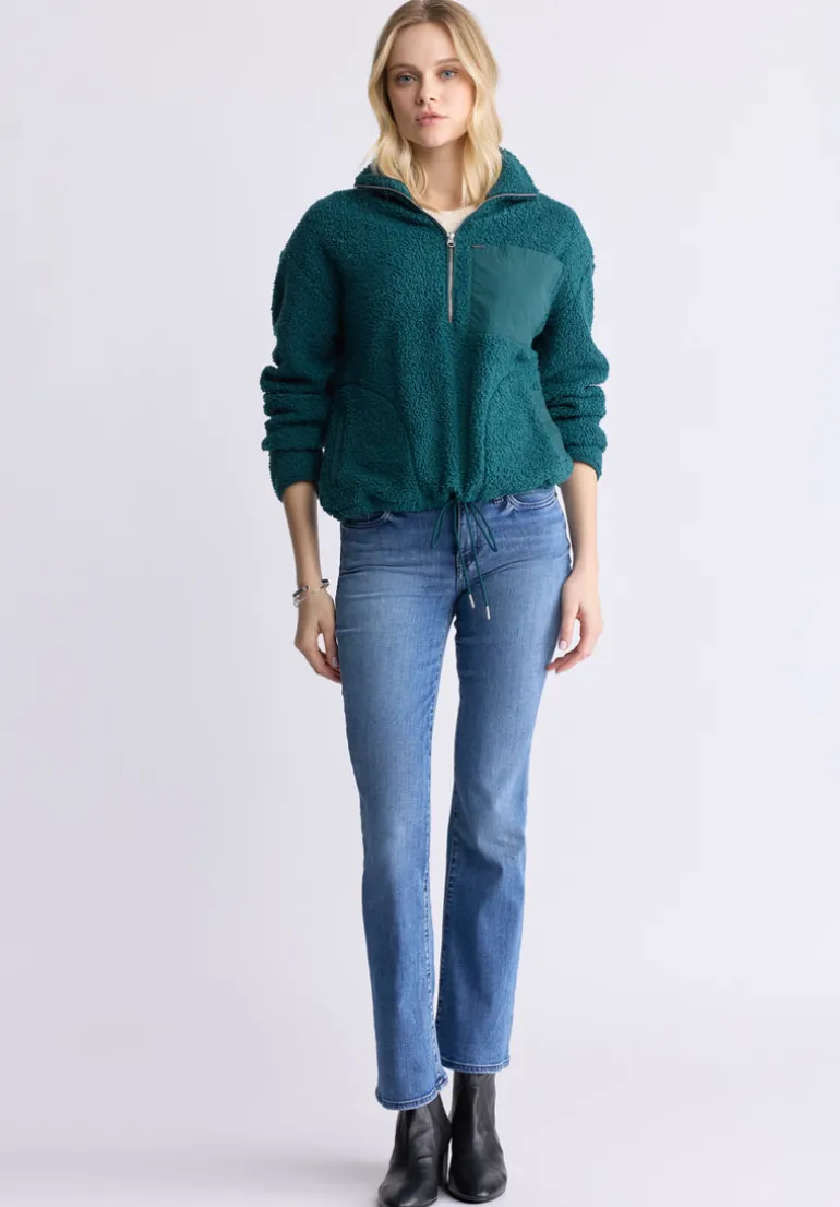 Sena Women's Sherpa Jacket with Chest Pocket, Dark Sea - JK0036F