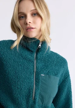 Sena Women's Sherpa Jacket with Chest Pocket, Dark Sea - JK0036F