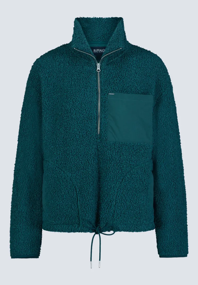Sena Women's Sherpa Jacket with Chest Pocket, Dark Sea - JK0036F